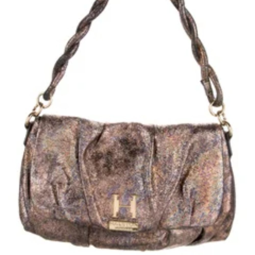 Halston Heritage Leather Glitter Shoulder Bag - Like New! Only $90. Retail $450.